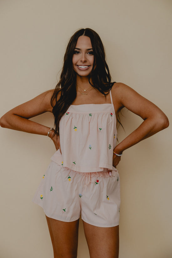 Welcome To Paradise Embroidered Tank Blush