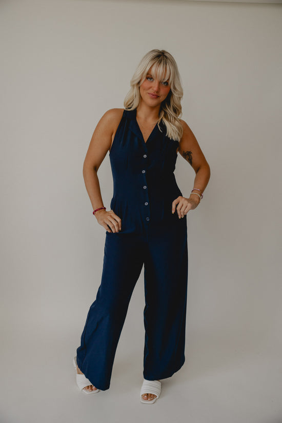 Finest Touch Halter Jumpsuit Navy