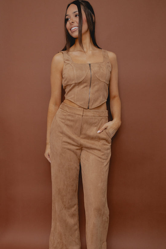 In The Pines Faux Suede Pants Tan