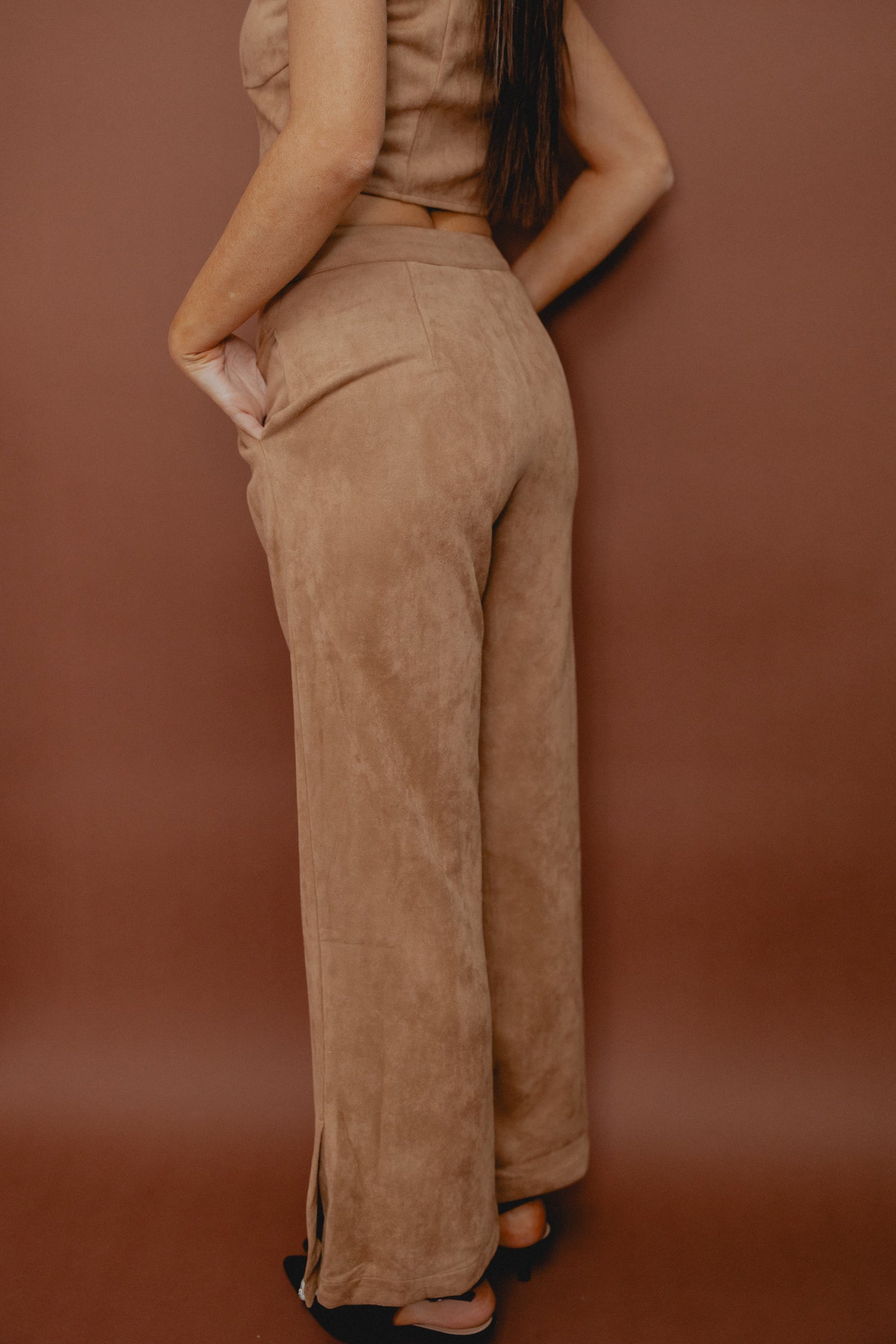 In The Pines Faux Suede Pants Tan