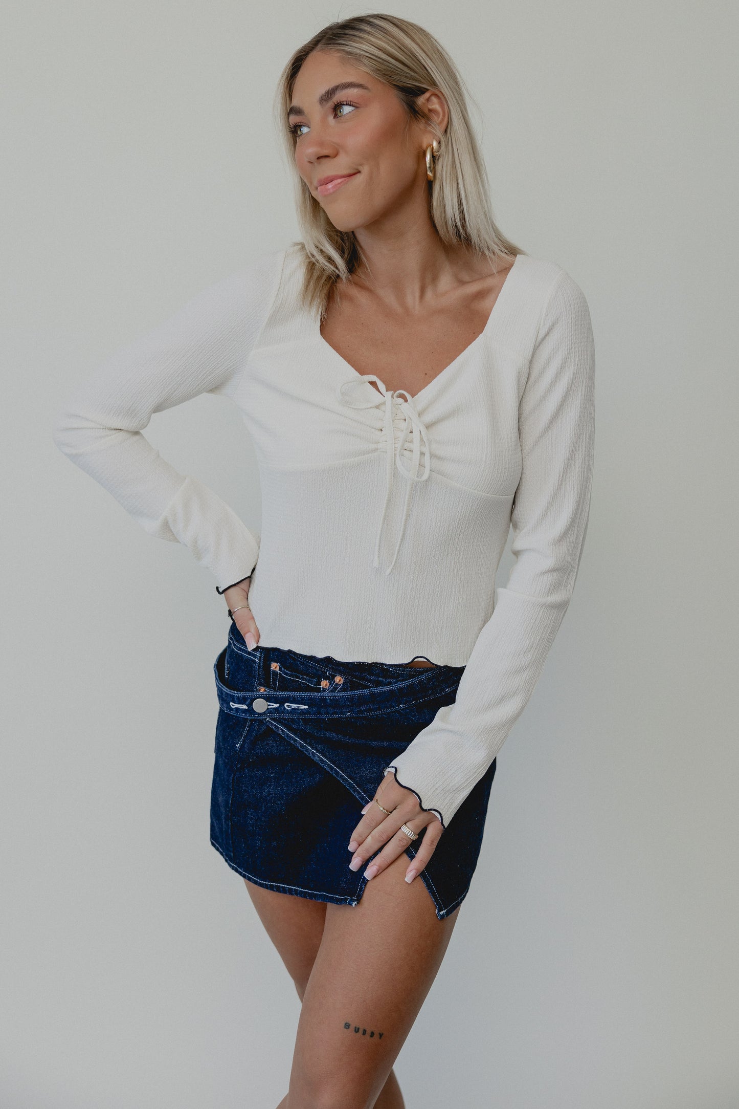 Belle Tie Top White