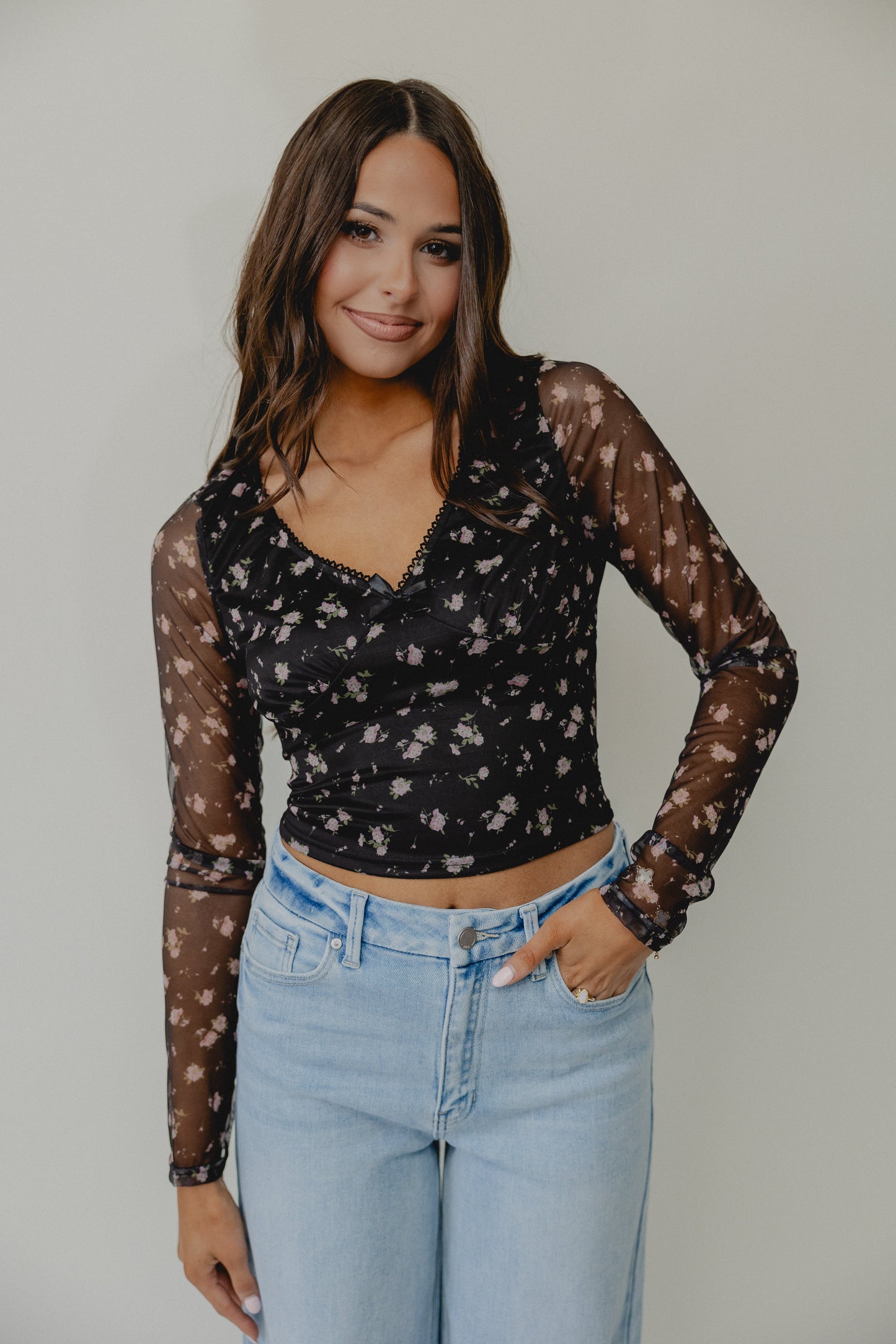 Chit Chat Floral Blouse Black