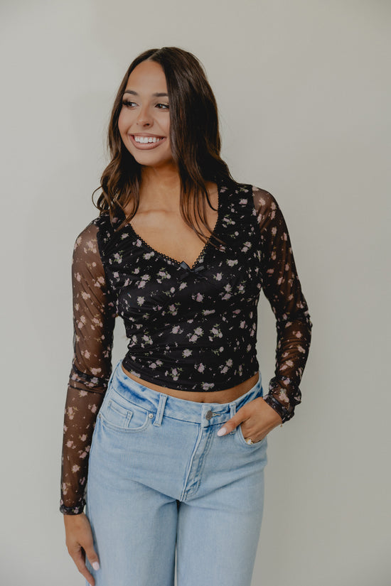 Chit Chat Floral Blouse Black