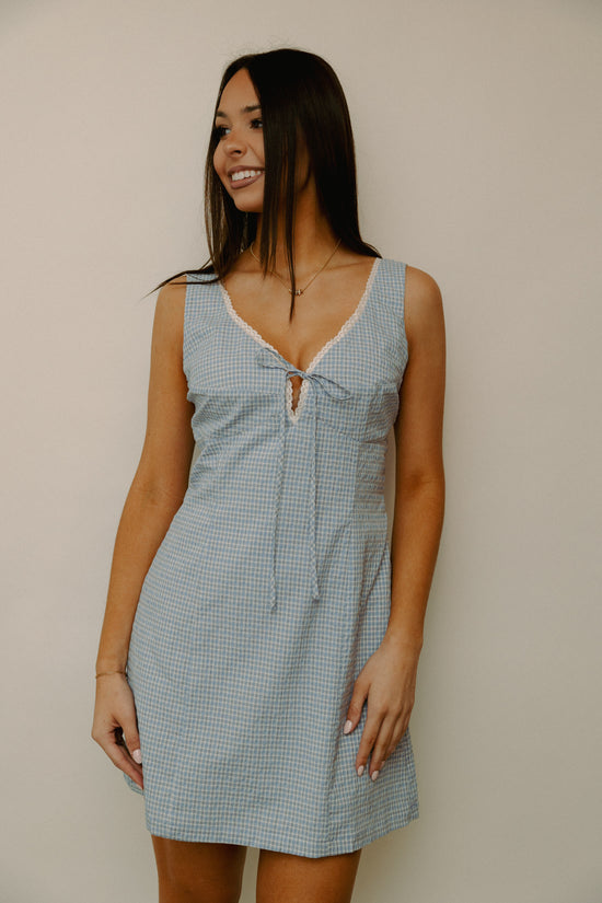 Icy Glare Plaid Dress Blue