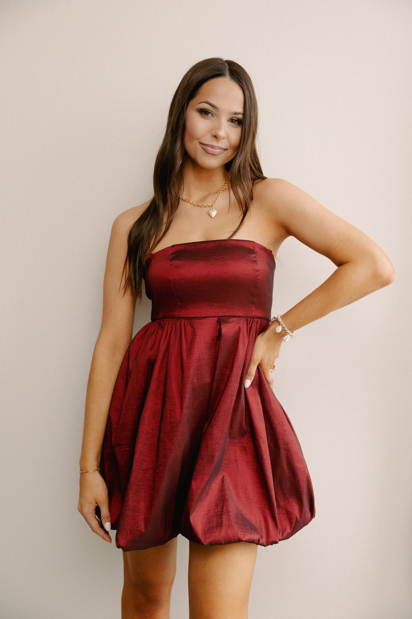 Hot Toddy Strapless Dress Dark Red