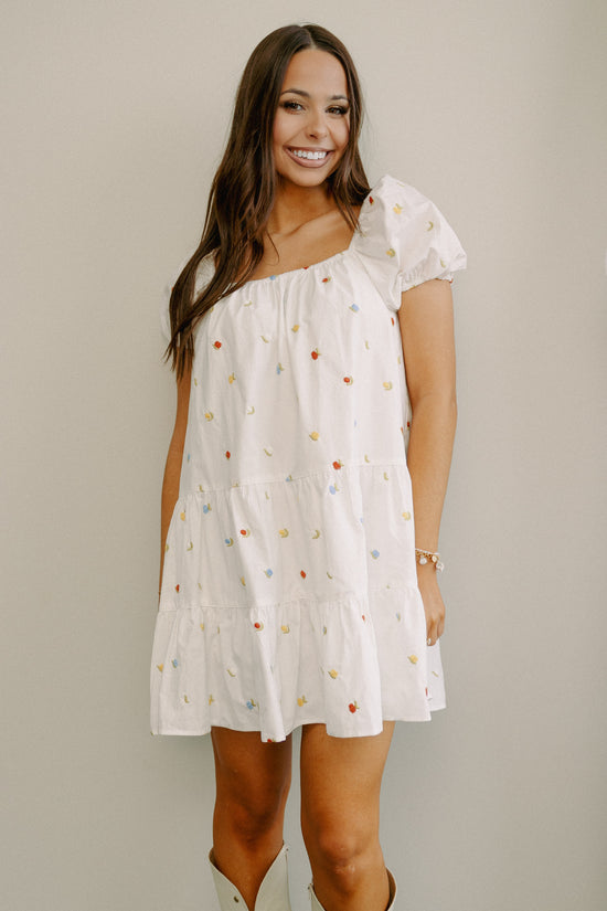 Top It Off Embroidered Dress White