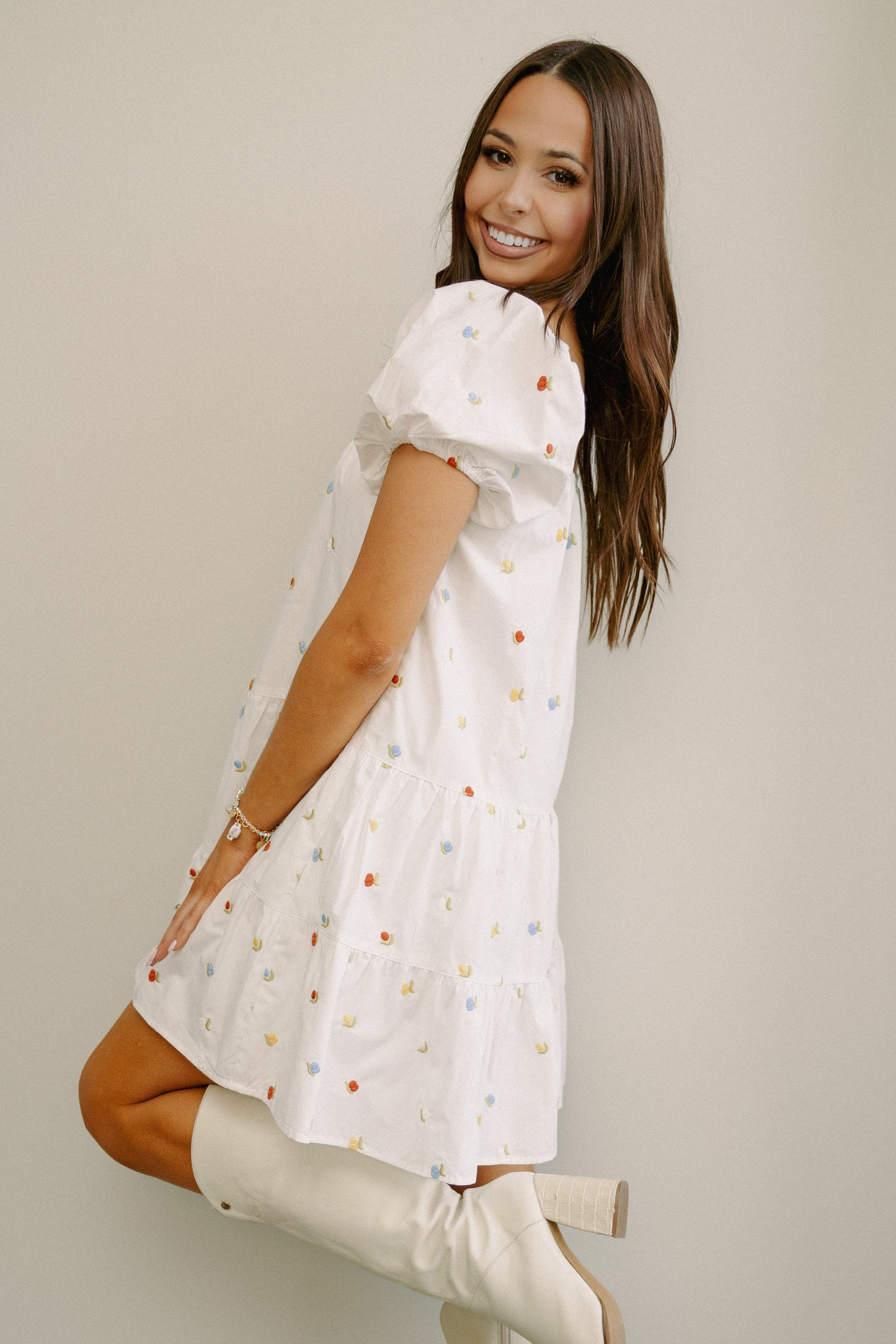 Top It Off Embroidered Dress White