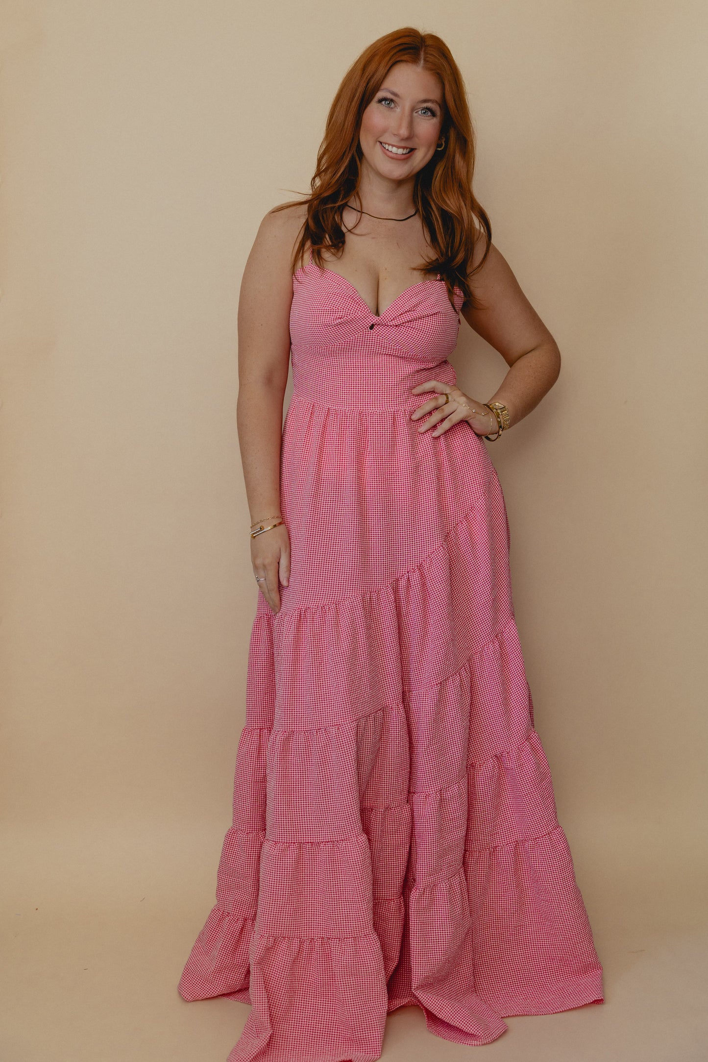 Warmth Of Sunshine Gingham Maxi Red