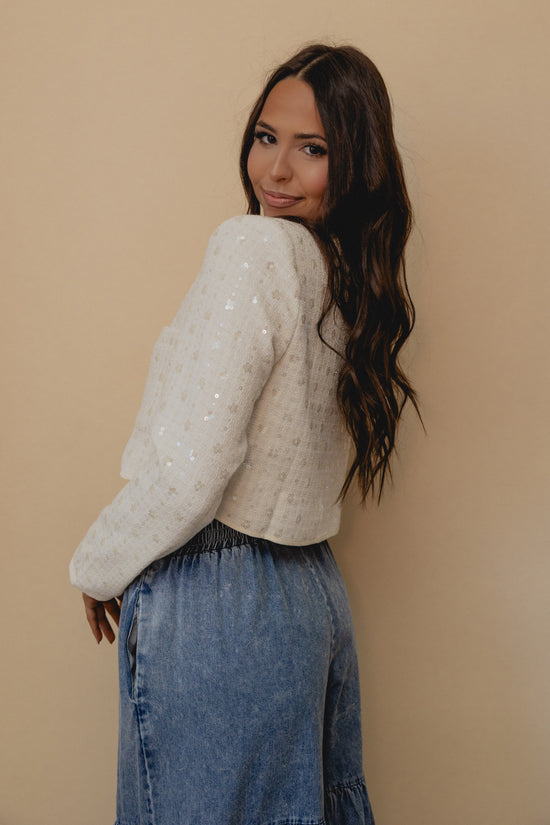 Sea La Vie Sequin Jacket Cream