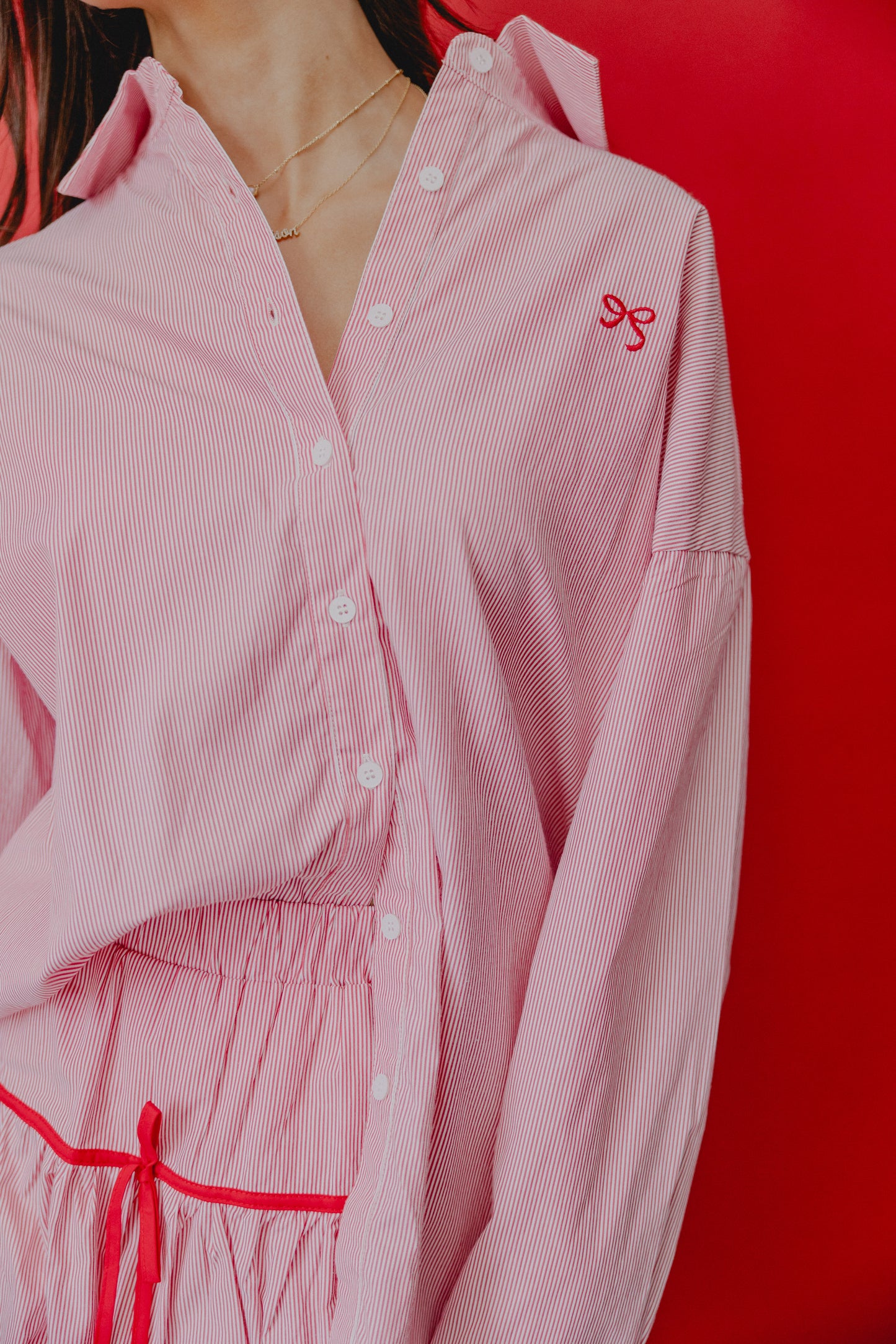 Tickled Pink Stripe Button Down Pink