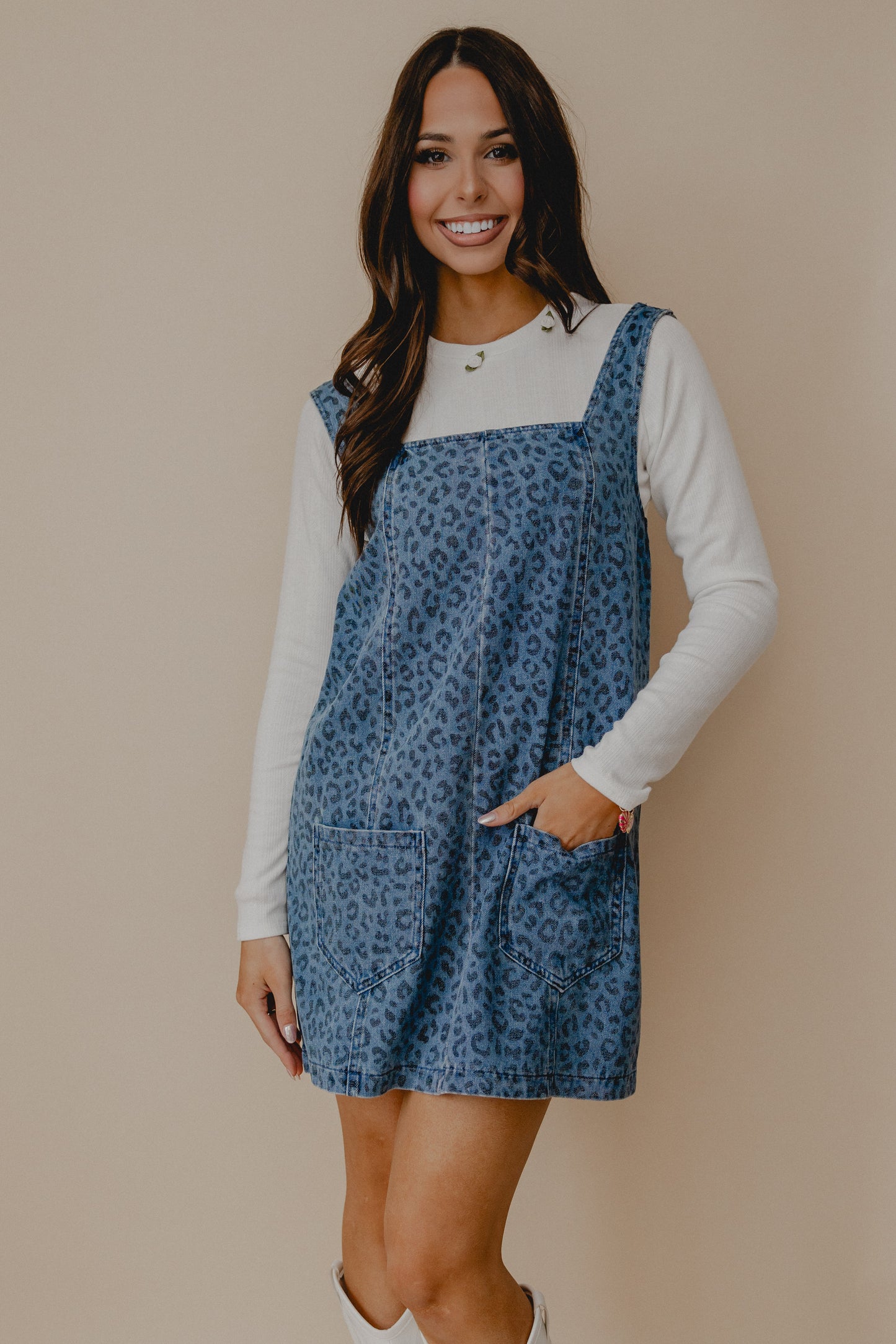 Bowie Denim Dress Leopard