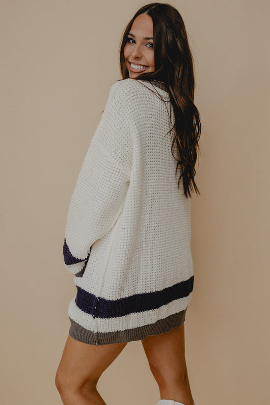 Places Colorblock Stripe Cardigan Cream