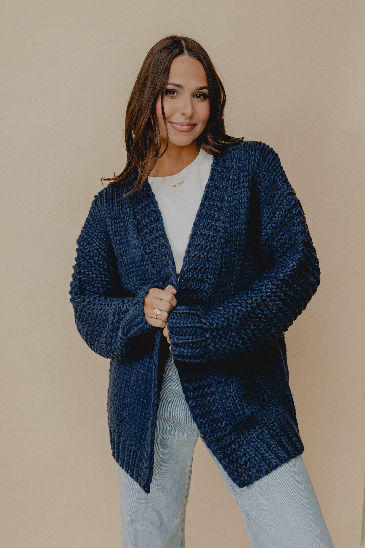 Heart You Knit Cardigan Navy