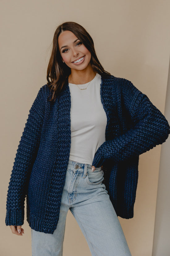 Heart You Knit Cardigan Navy