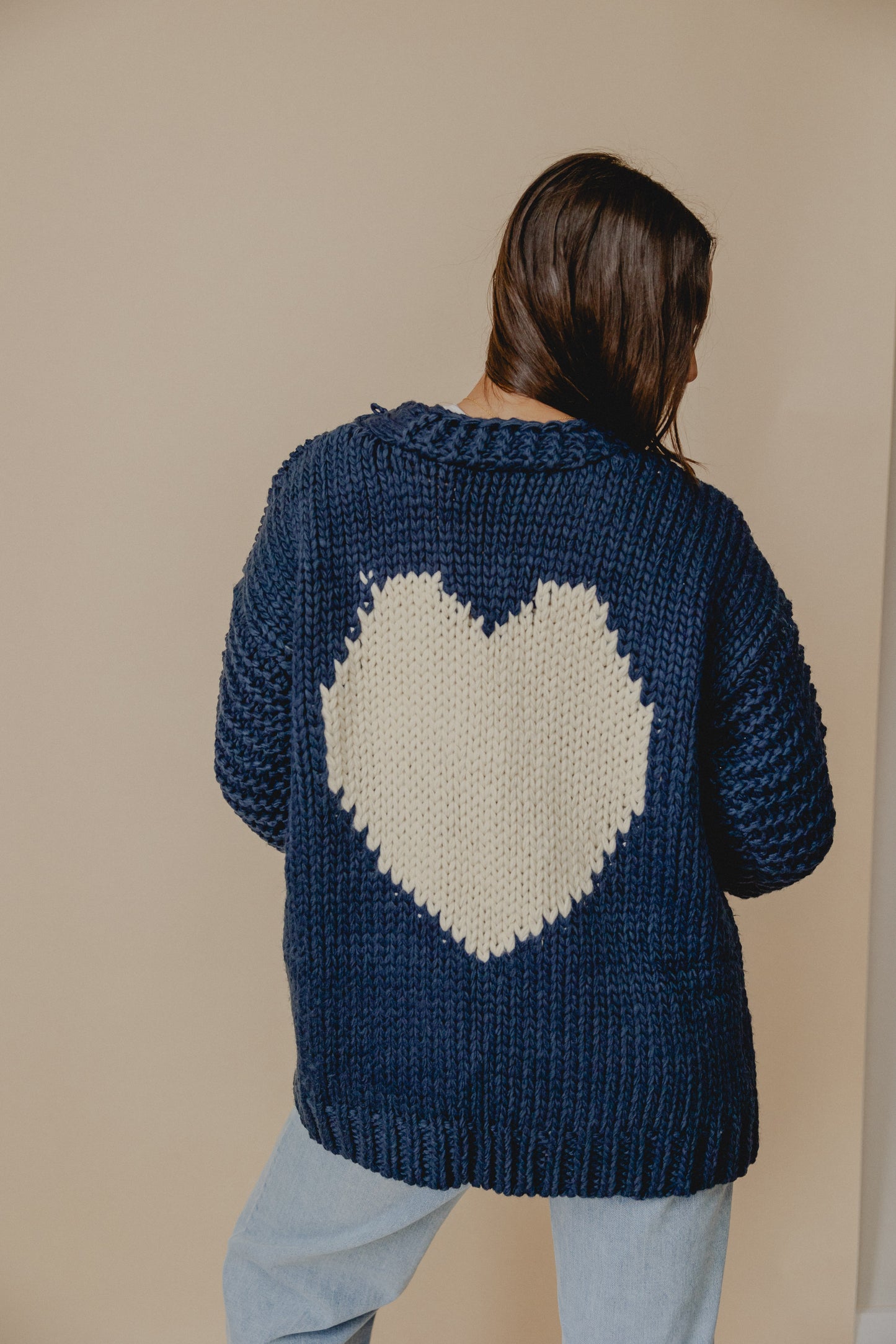 Heart You Knit Cardigan Navy