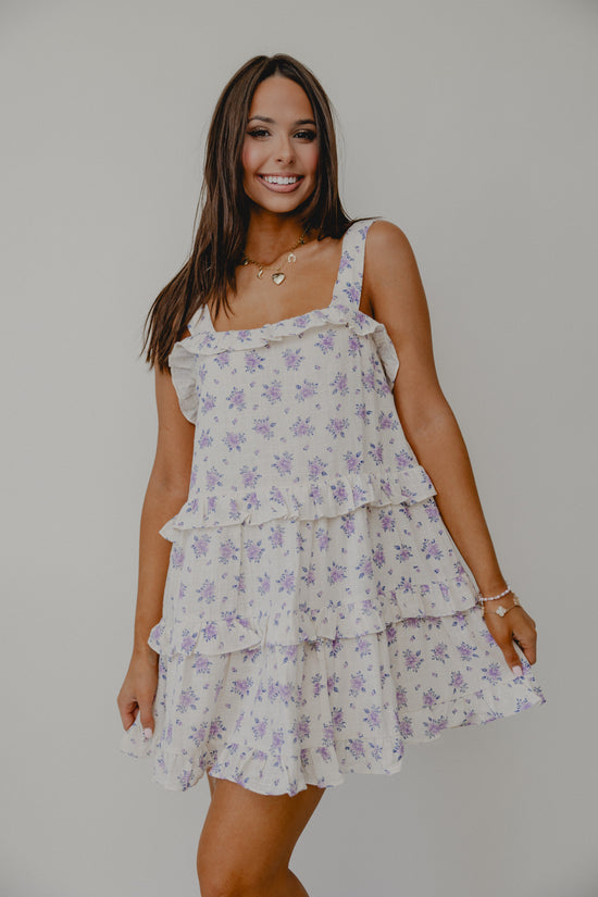 Dipped In Love Floral Dress Cream/Lilac