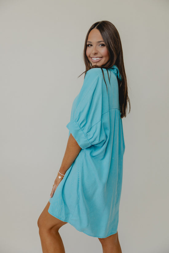 Maeve Oversized Shirt Dress Teal