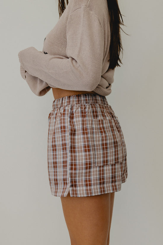 Brownstone Plaid Shorts Tan