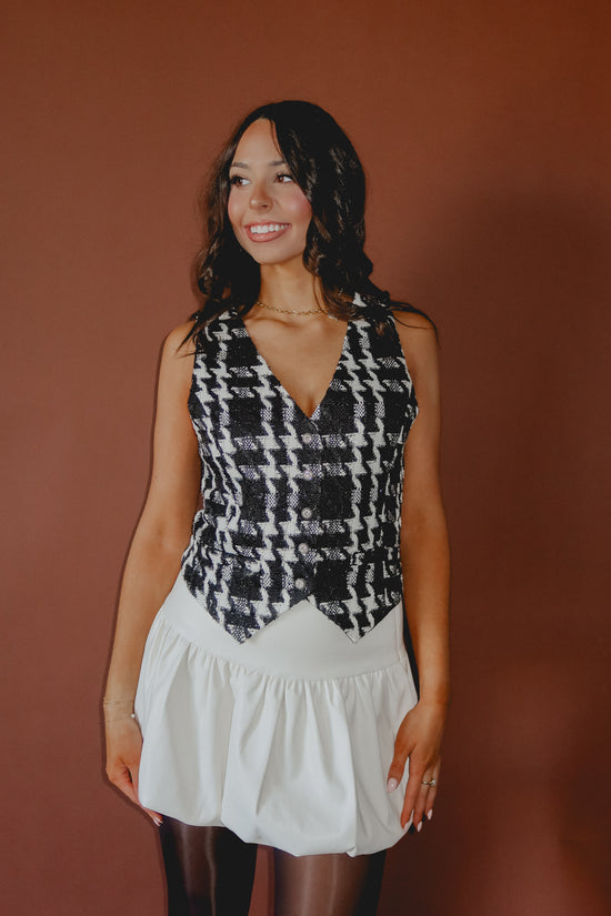 Bryant Houndstooth Vest Black