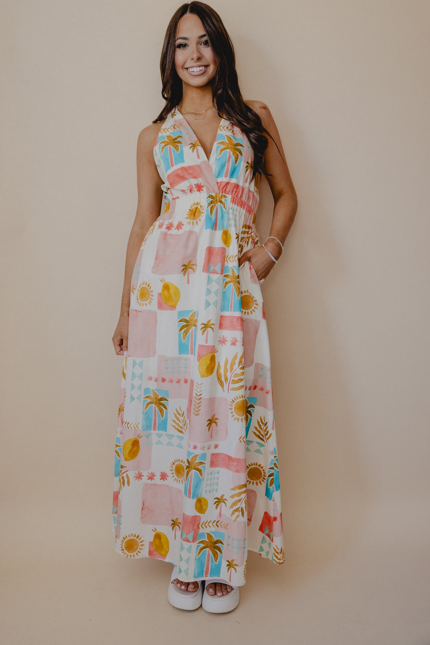 Amalfi Coast Open Back Maxi Dress Multi