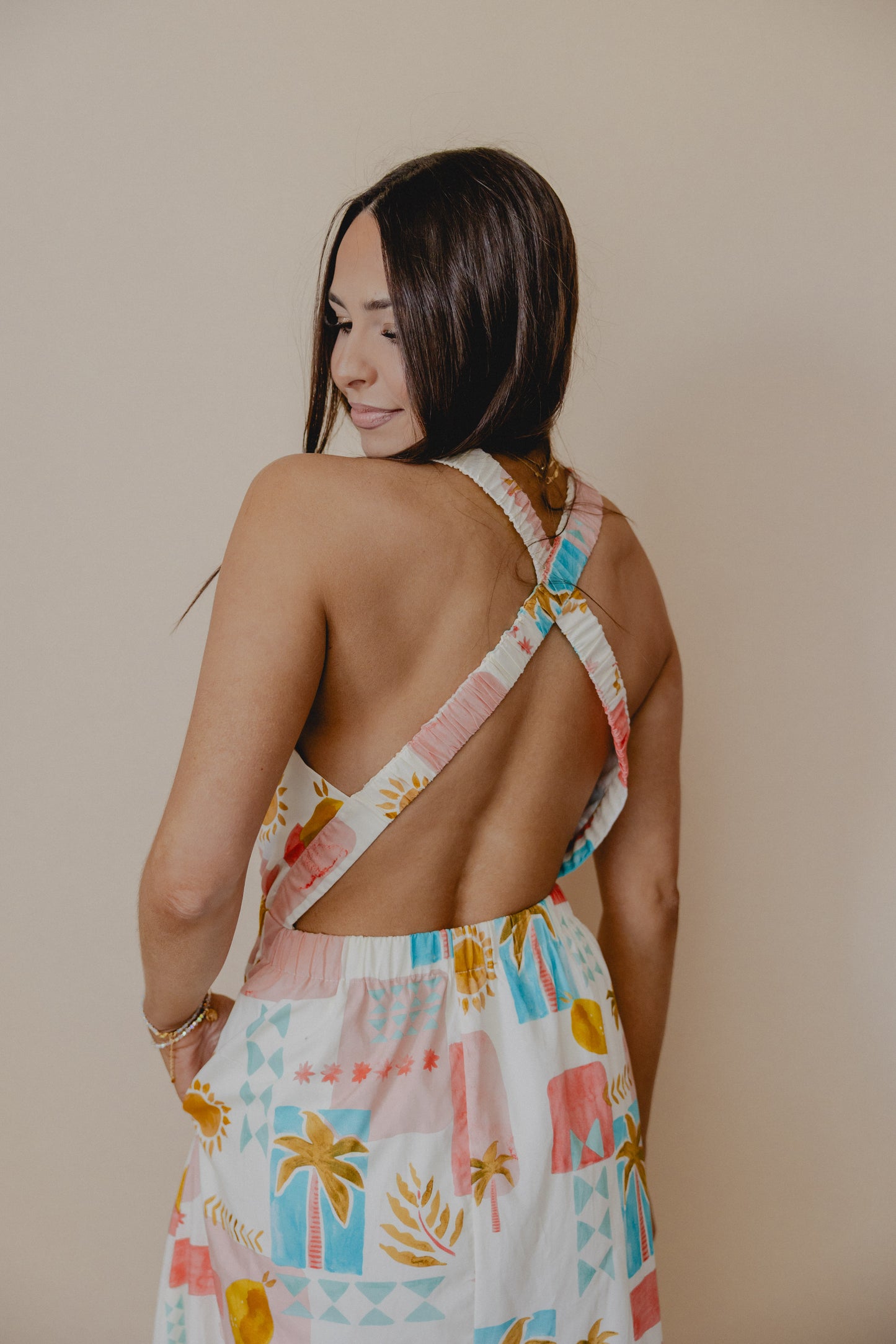 Amalfi Coast Open Back Maxi Dress Multi