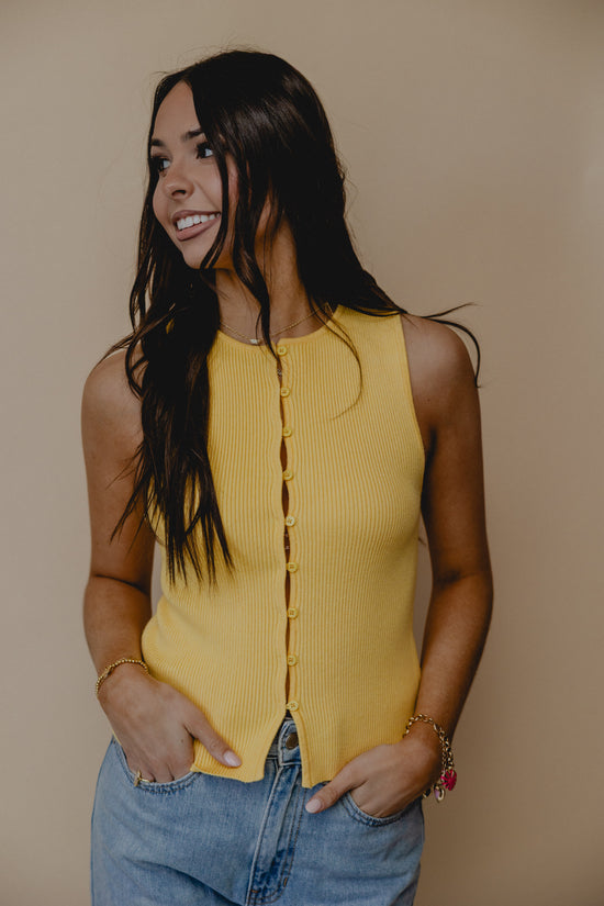 Dish It Out Button Tank Yellow