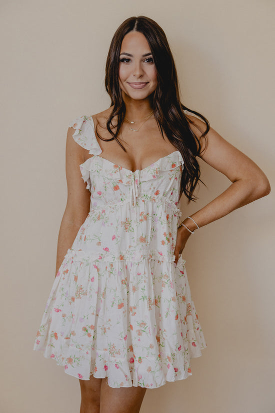 Honey Butter Ruffle Floral Dress Cream