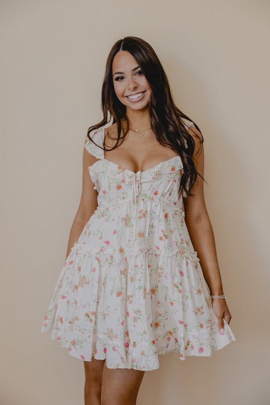 Honey Butter Ruffle Floral Dress Cream