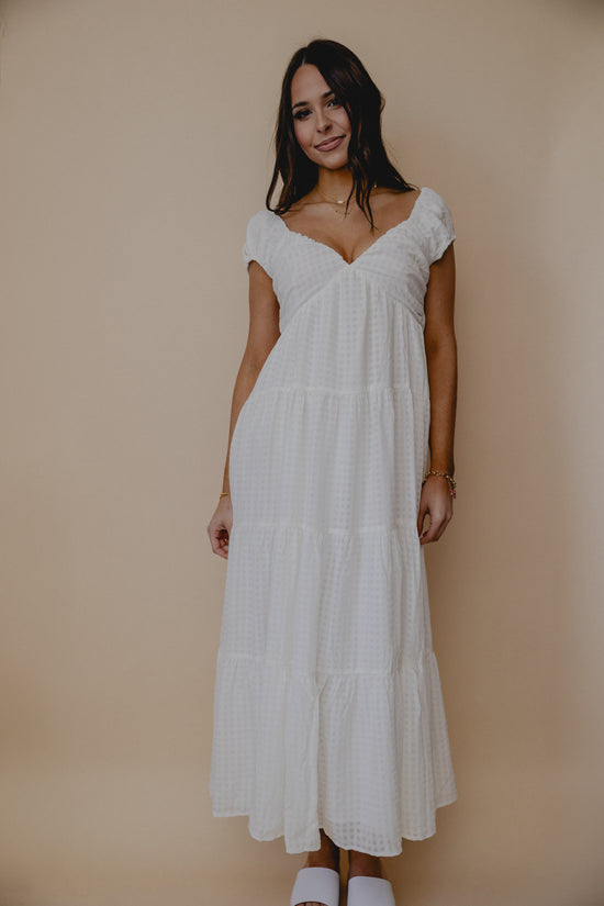 Fine Wine Tiered Midi Dress White