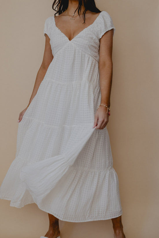 Fine Wine Tiered Midi Dress White