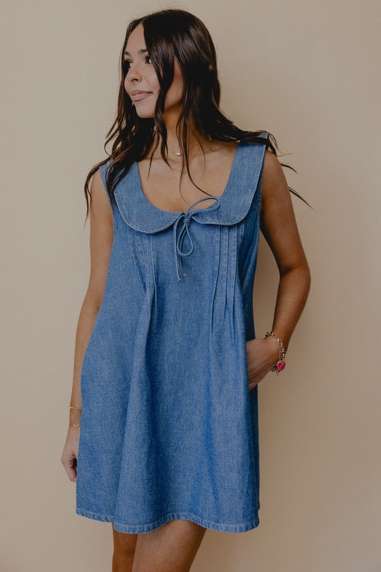 Espresso Shot Collared Dress Denim