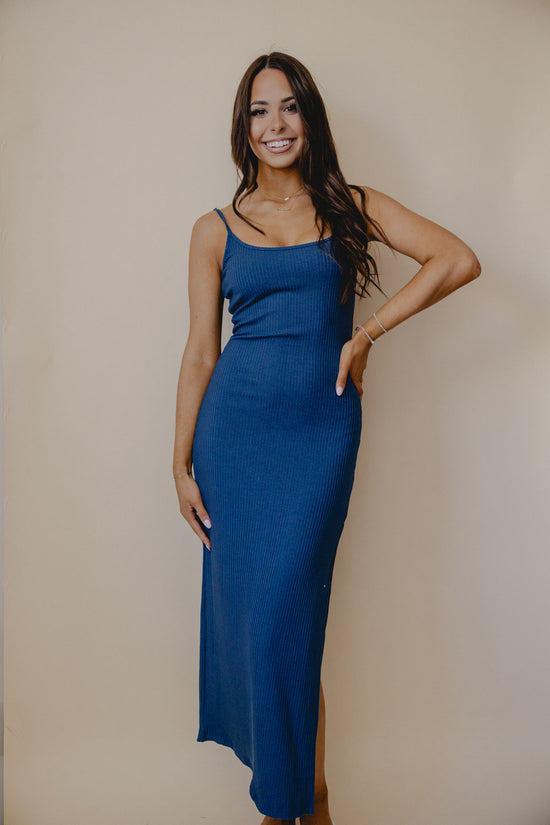 Memphis Knit Midi Dress Blue