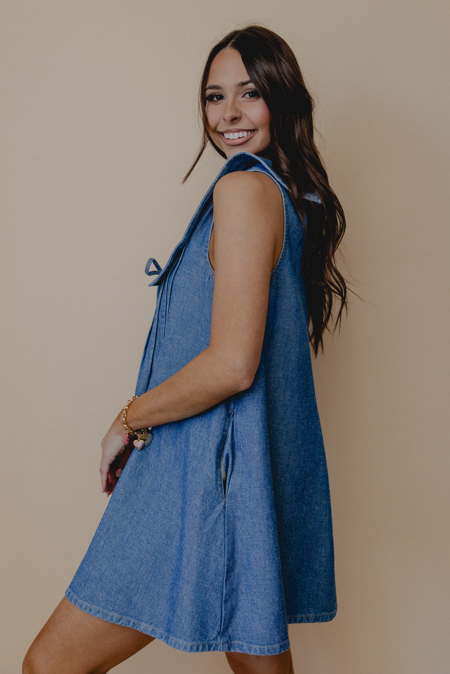 Espresso Shot Collared Dress Denim