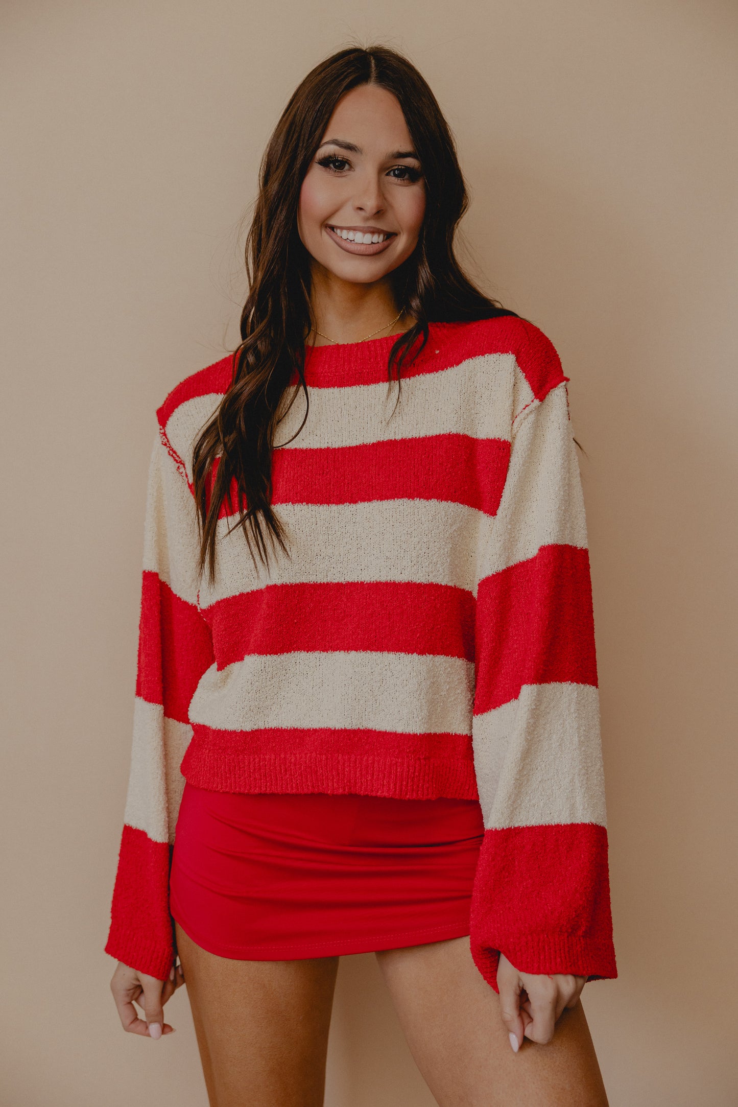 Got You Smitten Stripe Sweater Red/Cream