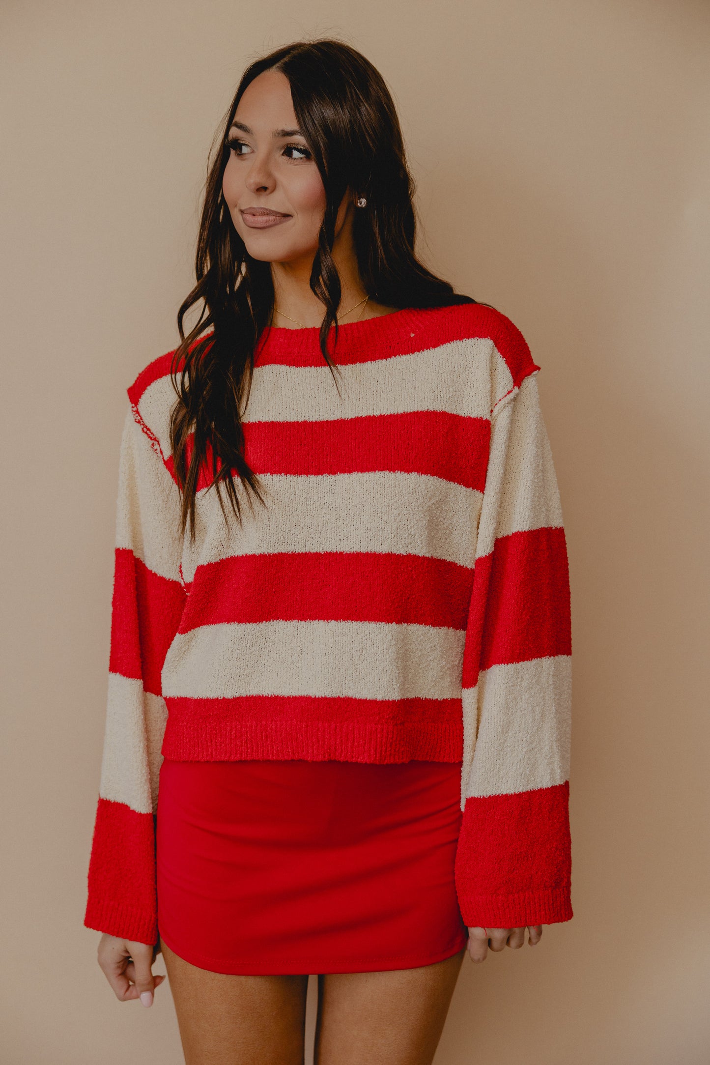 Got You Smitten Stripe Sweater Red/Cream