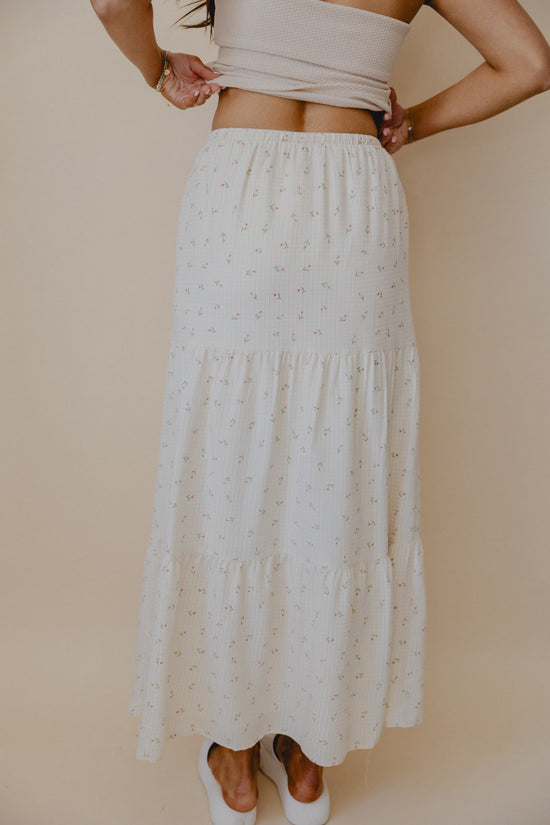 Twice Shy Ditsy Floral Maxi Skirt Ivory