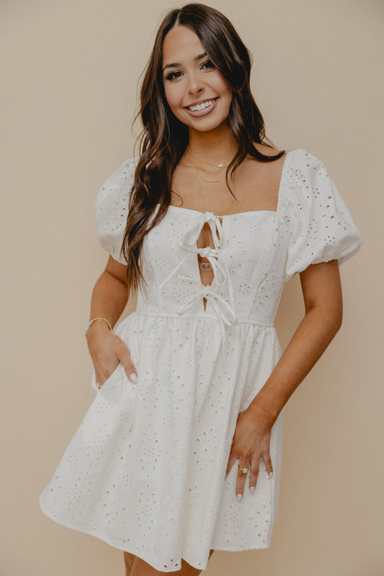 Matilda Eyelet Babydoll Dress White