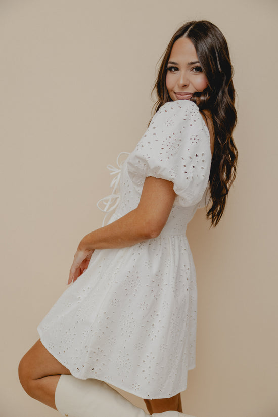 Matilda Eyelet Babydoll Dress White