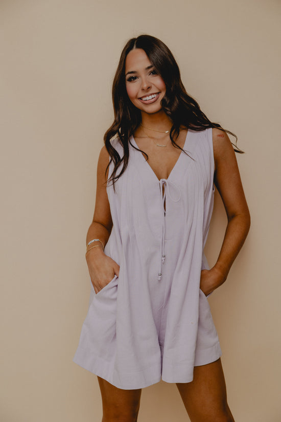 Lavender Haze Front Tie Romper