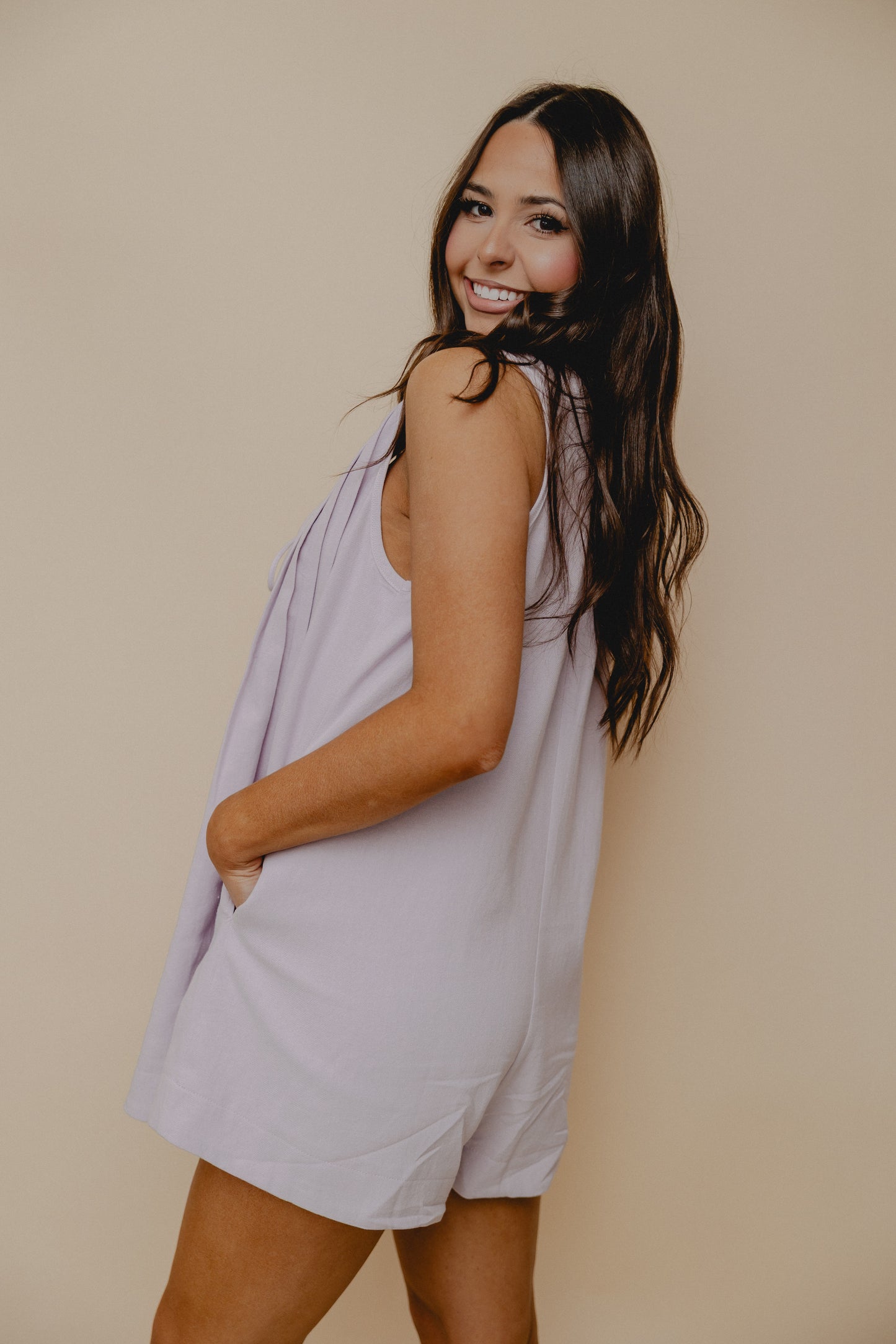 Lavender Haze Front Tie Romper