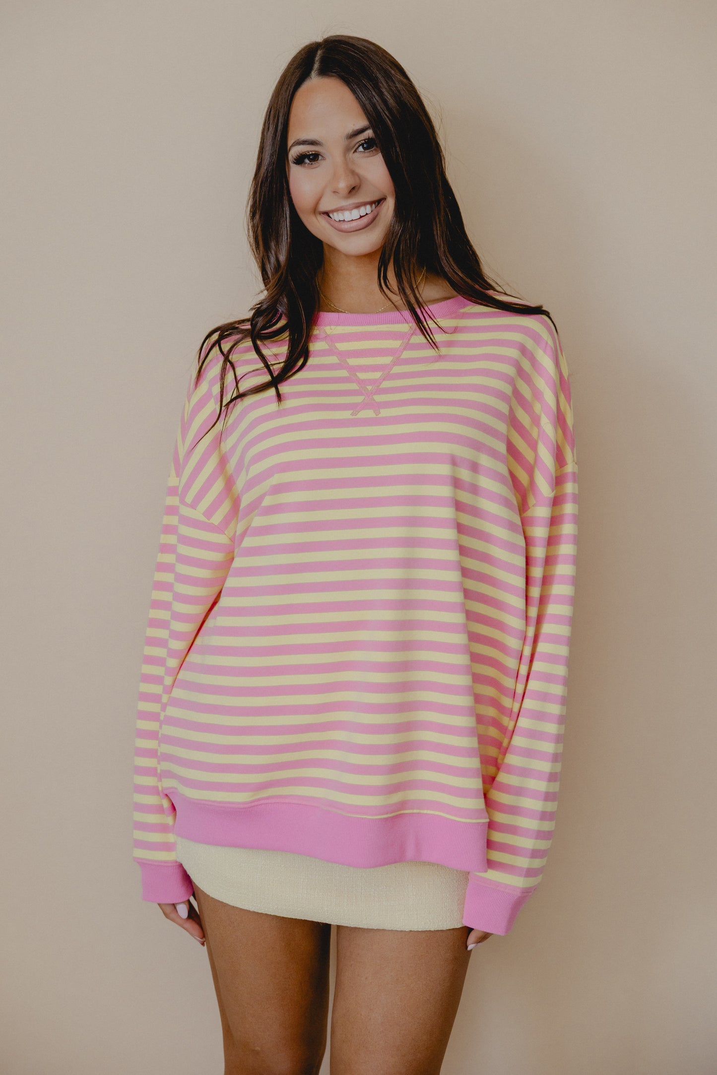 Fresh Like Me Stripe Pullover Pink Lemonade