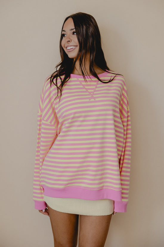 Fresh Like Me Stripe Pullover Pink Lemonade