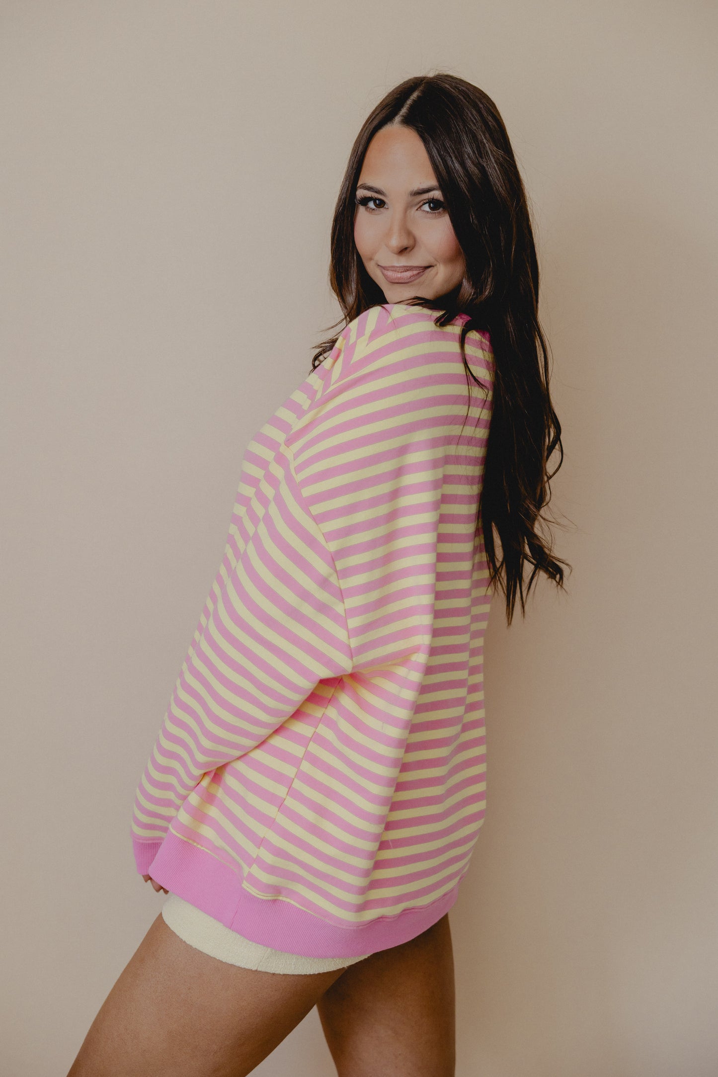 Fresh Like Me Stripe Pullover Pink Lemonade