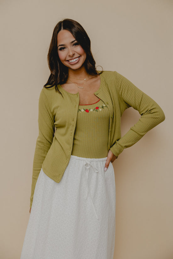 Strawberry Shortcake Cardi Olive