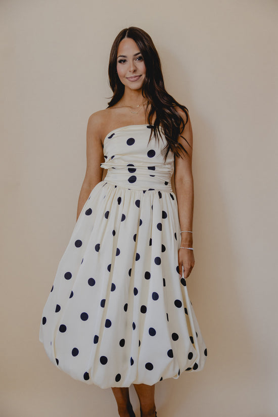 My Fair Lady Polka Dot Midi Dress Cream/Black