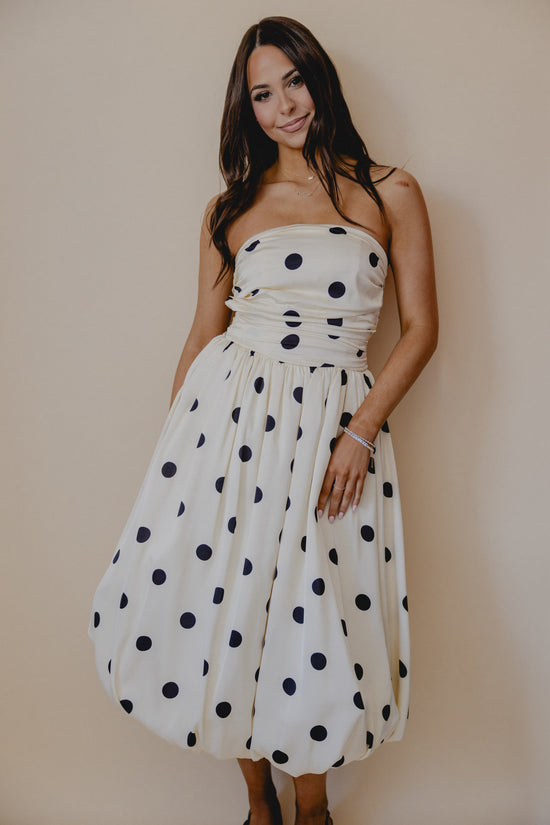 My Fair Lady Polka Dot Midi Dress Cream/Black