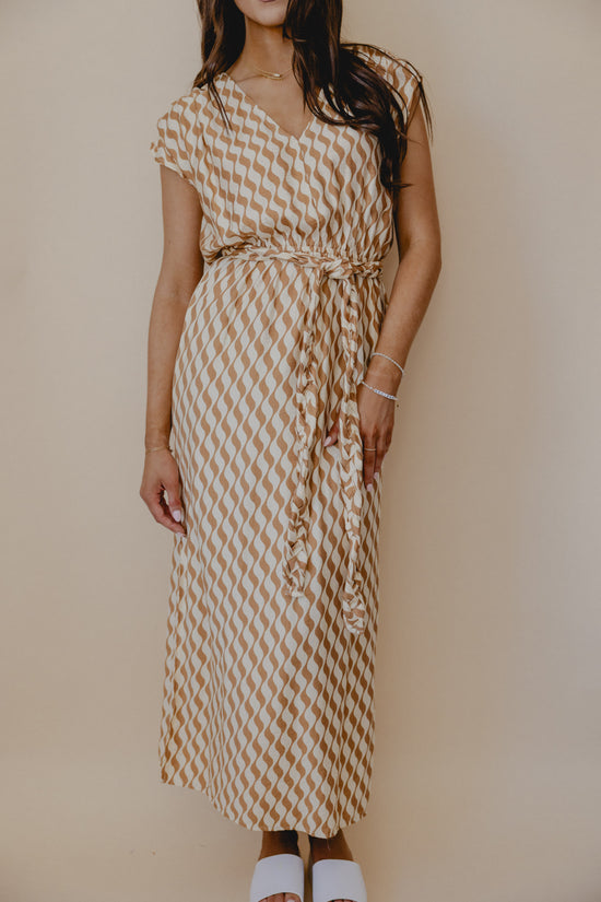 Prickly Pear Belted Dress Tan