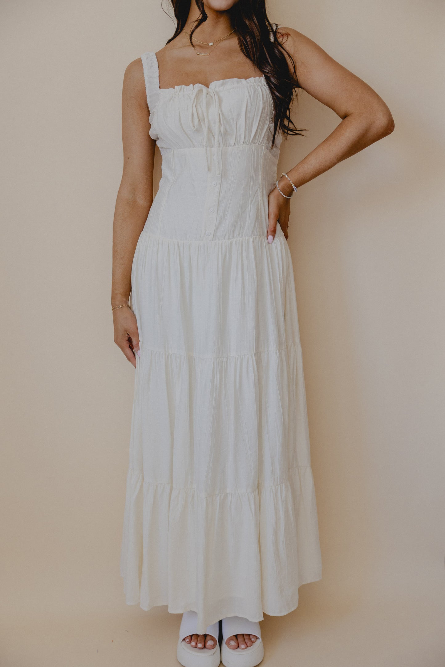 Sweet Nothings Crinkle Maxi Dress Ivory