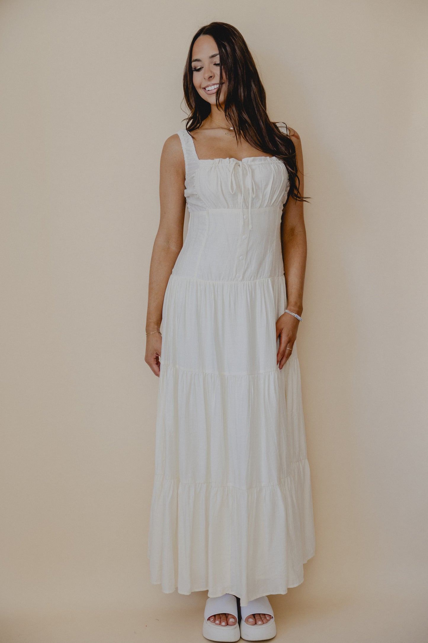 Sweet Nothings Crinkle Maxi Dress Ivory