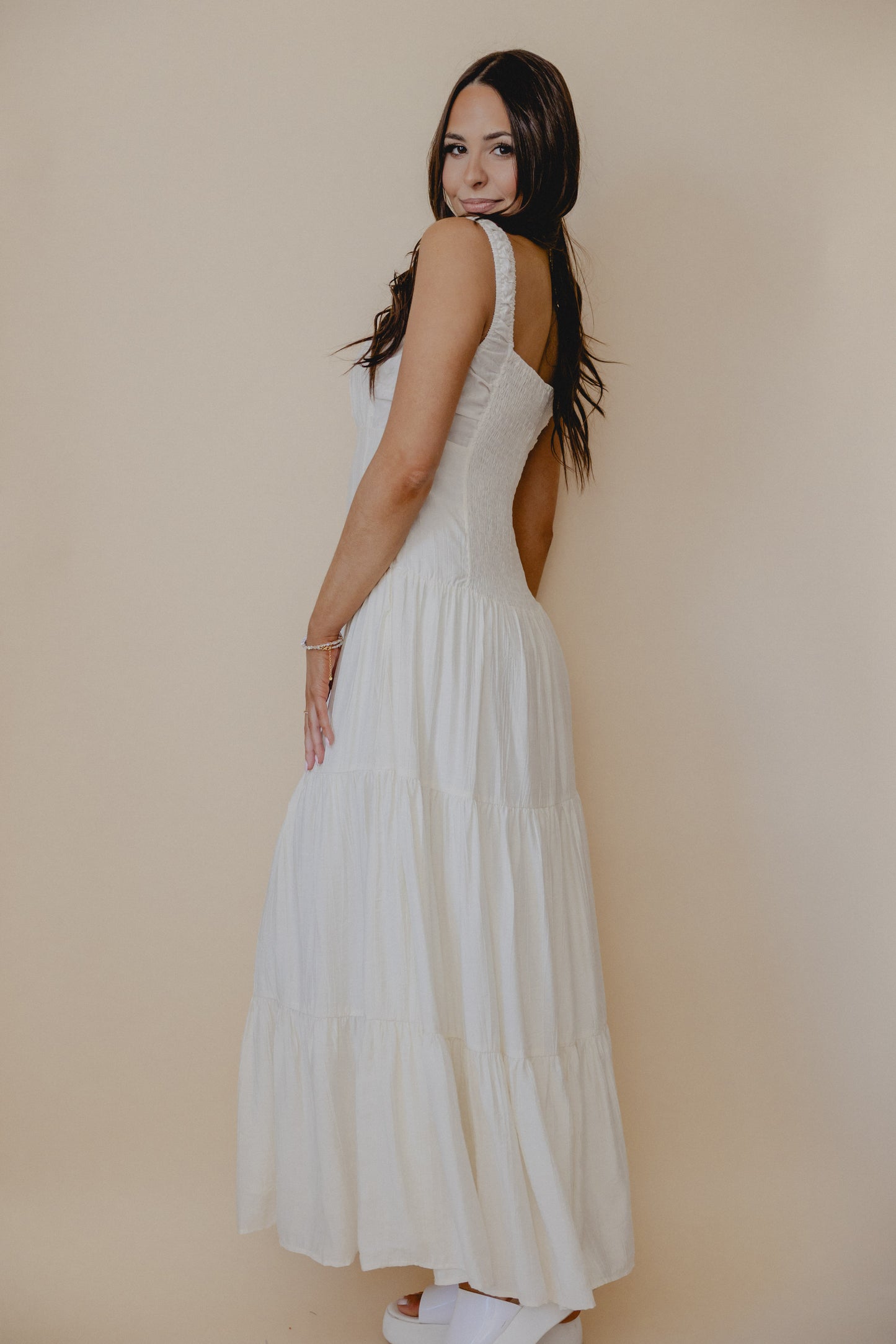 Sweet Nothings Crinkle Maxi Dress Ivory